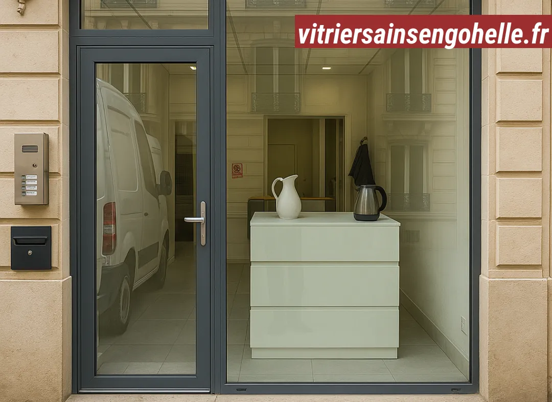 Façade vitrine de magasin en aluminium sur mesure à Sains-en-Gohelle